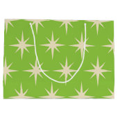 ミッドセンチュリーアトミックスターズパターンライムグリーン ラージペーパーバッグ (裏面)