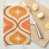 ミッドセンチュリーアトミックスターバストオンオレンジオギー キッチンタオル (四つ折り)