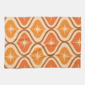 ミッドセンチュリーアトミックスターバストオンオレンジオギー キッチンタオル (横)