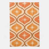 ミッドセンチュリーアトミックスターバストオンオレンジオギー キッチンタオル (縦)