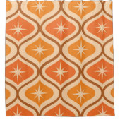 ミッドセンチュリーアトミックスターバストオンオレンジオギー シャワーカーテン (正面)