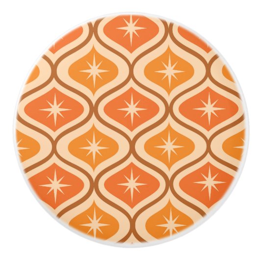 ミッドセンチュリーアトミックスターバストオンオレンジオギー セラミックノブ (正面)