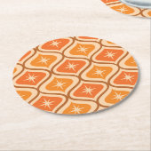 ミッドセンチュリーアトミックスターバストオンオレンジオギー ラウンドペーパーコースター (アングル)