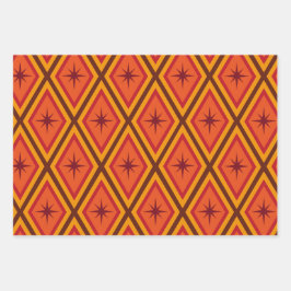 ミッドセンチュリーアトミックスターバストオンレトロダイヤモンド ラッピングペーパーシート