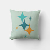 ミッドセンチュリーアトミックスターバストティール（緑がかった色）、アクアオレンジ クッション (正面)