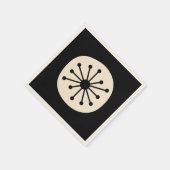 ミッドセンチュリーアトミックドットかわいいレトロブラック&クリーム スタンダードカクテルナプキン (角)