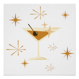 ミッドセンチュリーアトミックマルティニアートプリント ポスター