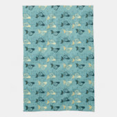 ミッドセンチュリーアトミック子猫キッチンタオル キッチンタオル (縦)