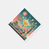 ミッドセンチュリーアトミック未来的シトラスマルティーニバー スタンダードカクテルナプキン (角)