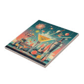 ミッドセンチュリーアトミック未来的シトラスマルティーニバー タイル (側面)