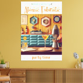 ミッドセンチュリーアトミック未来的パーティールーム キャンバスプリント (インサイチュ (リビング))