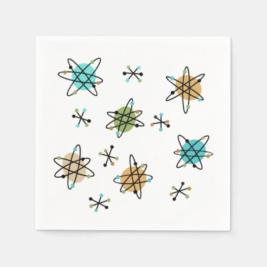 ミッドセンチュリーアトミック紙ナプキンス スタンダードカクテルナプキン (正面)