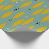 ミッドセンチュリーアモダントミックダイヤモンドスターズ金ゴールドティール(緑がかった色) ラッピングペーパー (角)