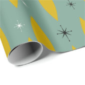 ミッドセンチュリーアモダントミックダイヤモンドスターズ金ゴールドティール(緑がかった色) ラッピングペーパー (ロールコーナー)