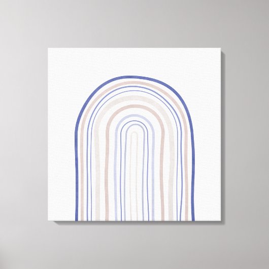 ミッドセンチュリーアーチ – 青とベージュ キャンバスプリント (正面)