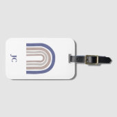 ミッドセンチュリーアーチ – 青とベージュ ラゲッジタグ (正面横)