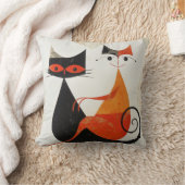 ミッドセンチュリーアートキャットデュオプリント クッション (ブランケット)
