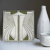 ミッドセンチュリーアールヌーボーシンメトリセージグリーン タイル