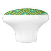 ミッドセンチュリーイエロースターズオンレトロダイヤモンドパターン セラミックノブ (側面)