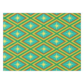 ミッドセンチュリーイエロースターズオンレトロダイヤモンドパターン テーブルクロス (正面(横))