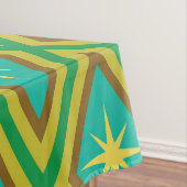 ミッドセンチュリーイエロースターズオンレトロダイヤモンドパターン テーブルクロス (インサイチュ)