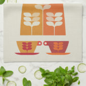 ミッドセンチュリーインスパイア、オレンジコーヒーポット、ティータオル キッチンタオル (折り畳み)