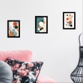 ミッドセンチュリーウォールアートの形状と抽象芸術葉 (リビング)