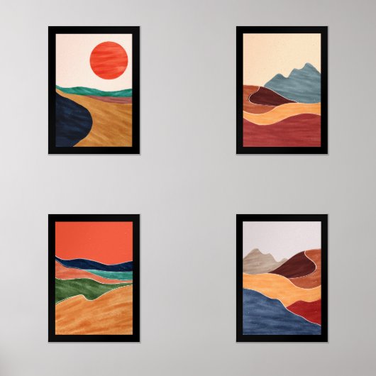 ミッドセンチュリーウォールアート抽象芸術風景 (正面)