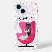 ミッドセンチュリーエレガントキャッツピンクチェアピンク水玉模様 Case-Mate iPhoneケース (裏面)