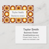 ミッドセンチュリーオレンジイエローサークルの正方形のカスタム 名刺 (正面/裏面)