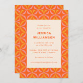 ミッドセンチュリーオレンジジオメトリックユニークバルミツワー 招待状 (正面/裏面)
