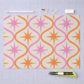 ミッドセンチュリーオレンジピンクスターバストオンオジーパターン 薄葉紙 (クラフト)