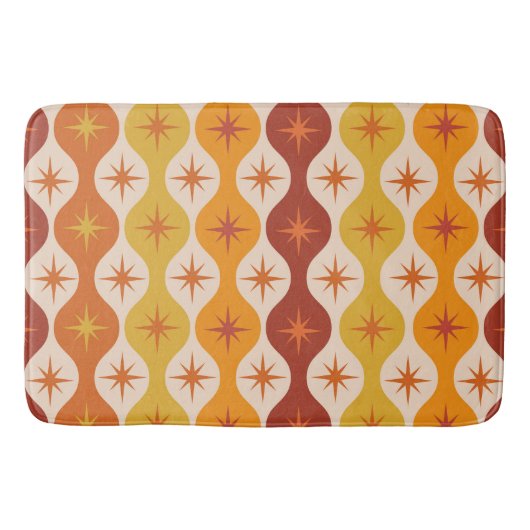 ミッドセンチュリーオレンジ原子スターバストオンギー バスマット (正面)