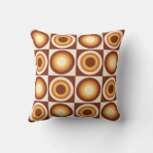 ミッドセンチュリーオレンジ色の黄色い円(正方形) クッション (裏面)