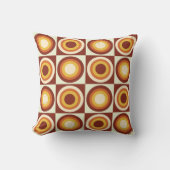 ミッドセンチュリーオレンジ色の黄色い円(正方形) クッション (正面)