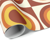 ミッドセンチュリーオレンジ色の黄色い円（正方形） ラッピングペーパー (ロールコーナー)