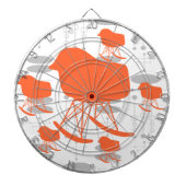 ミッドセンチュリーオレンジ&グレーパターンチェアシルエット ダーツボード (正面)