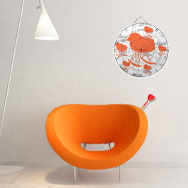 ミッドセンチュリーオレンジ&グレーパターンチェアシルエット ダーツボード