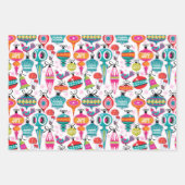 ミッドセンチュリーオーナメントクリスマスラッピング紙 ラッピングペーパーシート (正面3)