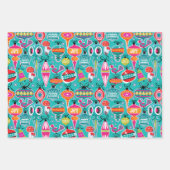 ミッドセンチュリーオーナメントクリスマスラッピング紙 ラッピングペーパーシート (正面2)