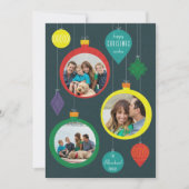 ミッドセンチュリーオーナメントスリーフォトホリデーカード シーズンカード (正面)