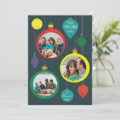 ミッドセンチュリーオーナメントスリーフォトホリデーカード シーズンカード (スタンド正面)