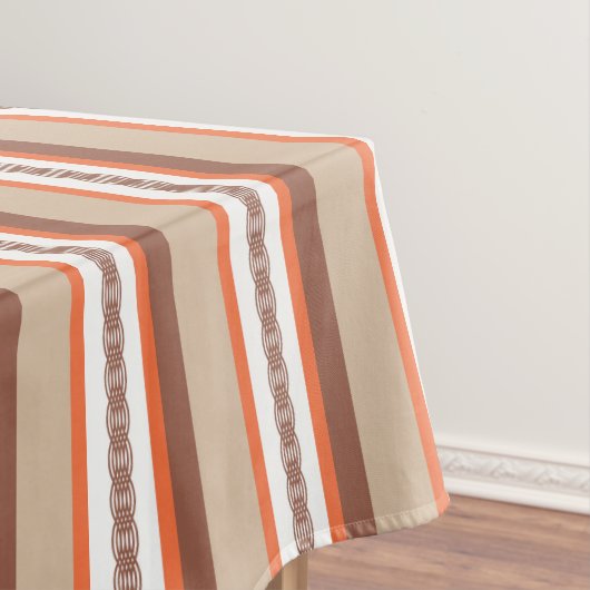 ミッドセンチュリーオーニングストライプ – トープとサンゴ テーブルクロス (インサイチュ)