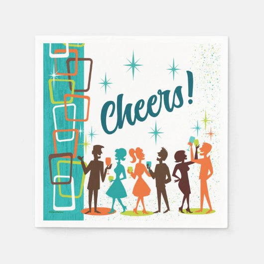 ミッドセンチュリーカクテモダンル婚約パーティ スタンダードカクテルナプキン (正面)