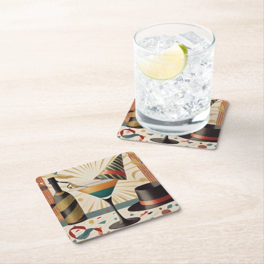 ミッドセンチュリーカクテルアワー – New Yeve スクエアペーパーコースター (インサイチュ)
