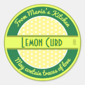 ミッドセンチュリーカスタム文字食品ラベル(水玉模様付き) ラウンドシール (正面)