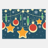 ミッドセンチュリーカラフルクリスマスオーナメントデザイン ラッピングペーパーシート (正面)
