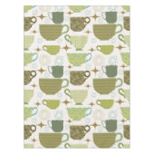 ミッドセンチュリーカラフルティーカップパターン テーブルクロス (正面)