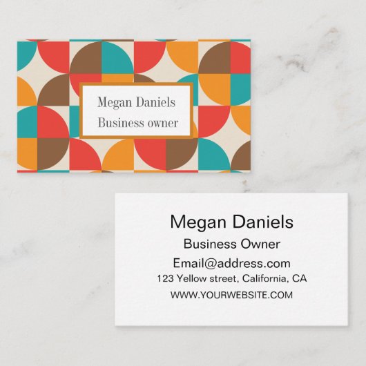 ミッドセンチュリーカラフルハーフサークルカスタム 名刺 (正面/裏面)