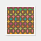 ミッドセンチュリーカラフルレトロスターバストオン茶 スタンダードカクテルナプキン (正面)